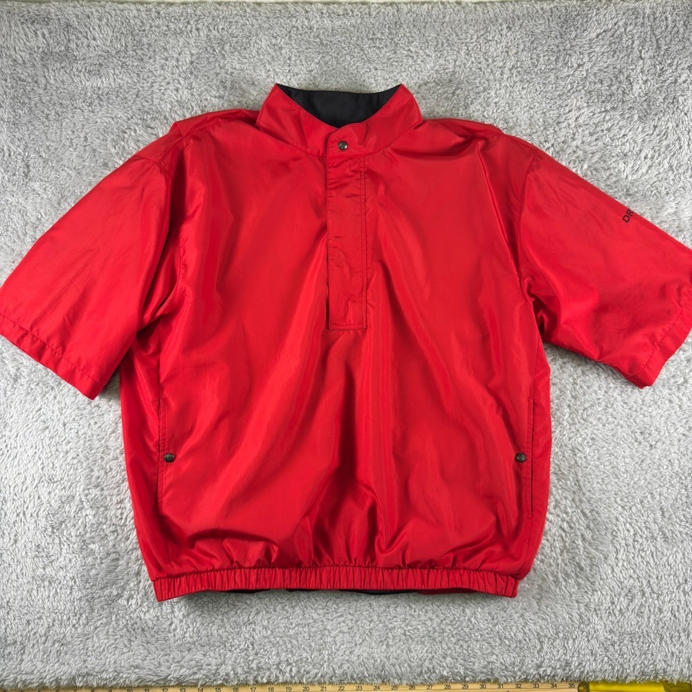 FootJoy DryJoys‎ Mens XL Red Short Sleeve Golf Windshirt Pullover Quarter Zip